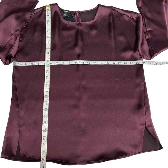 Alfani Blouse Top Bateau Neck Berry Jam Purple Zippered Back Side Slits Medium - Picture 7 of 15